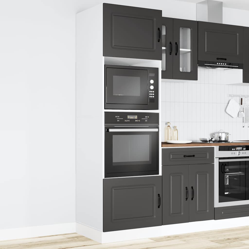 Armários forno 2 pcs kalmar derivados de madeira preto