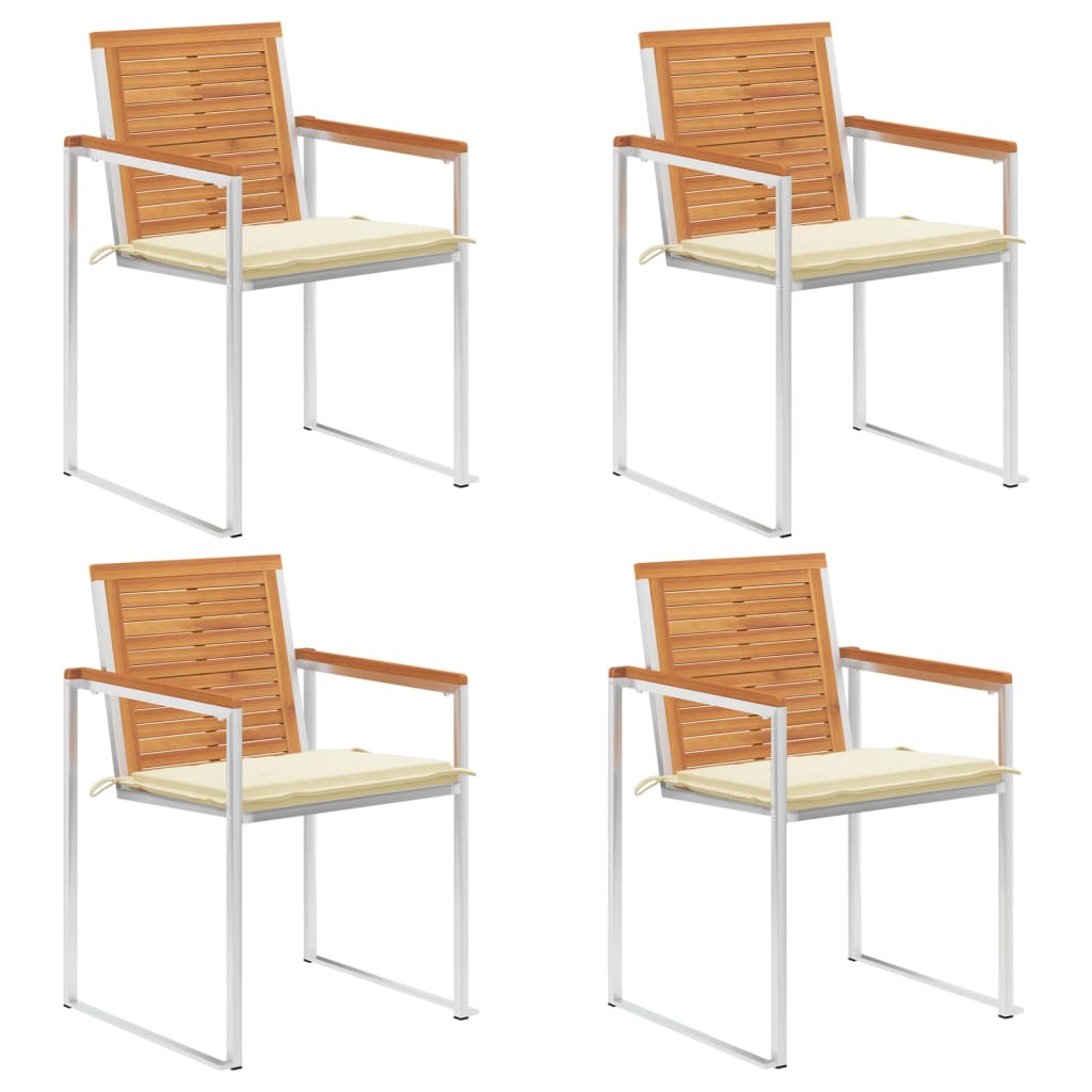 Cadeiras de jardim c/ almofadões 4 pcs madeira de acácia maciça