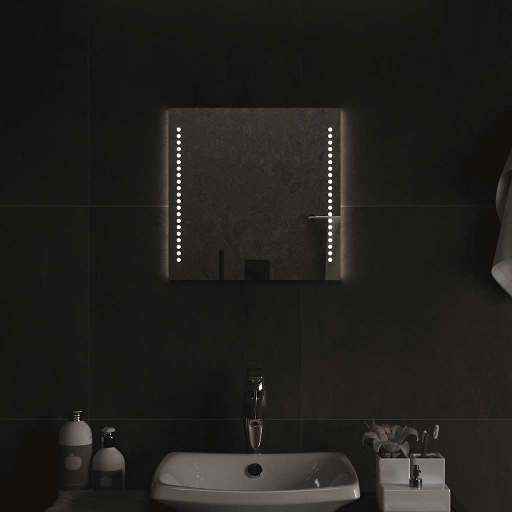 Espelho de casa de banho com luzes LED 40x40 cm