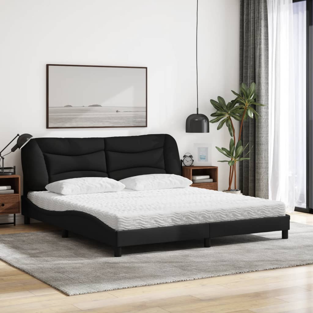 Cama com colchão hvar 180x200 cm tecido preto