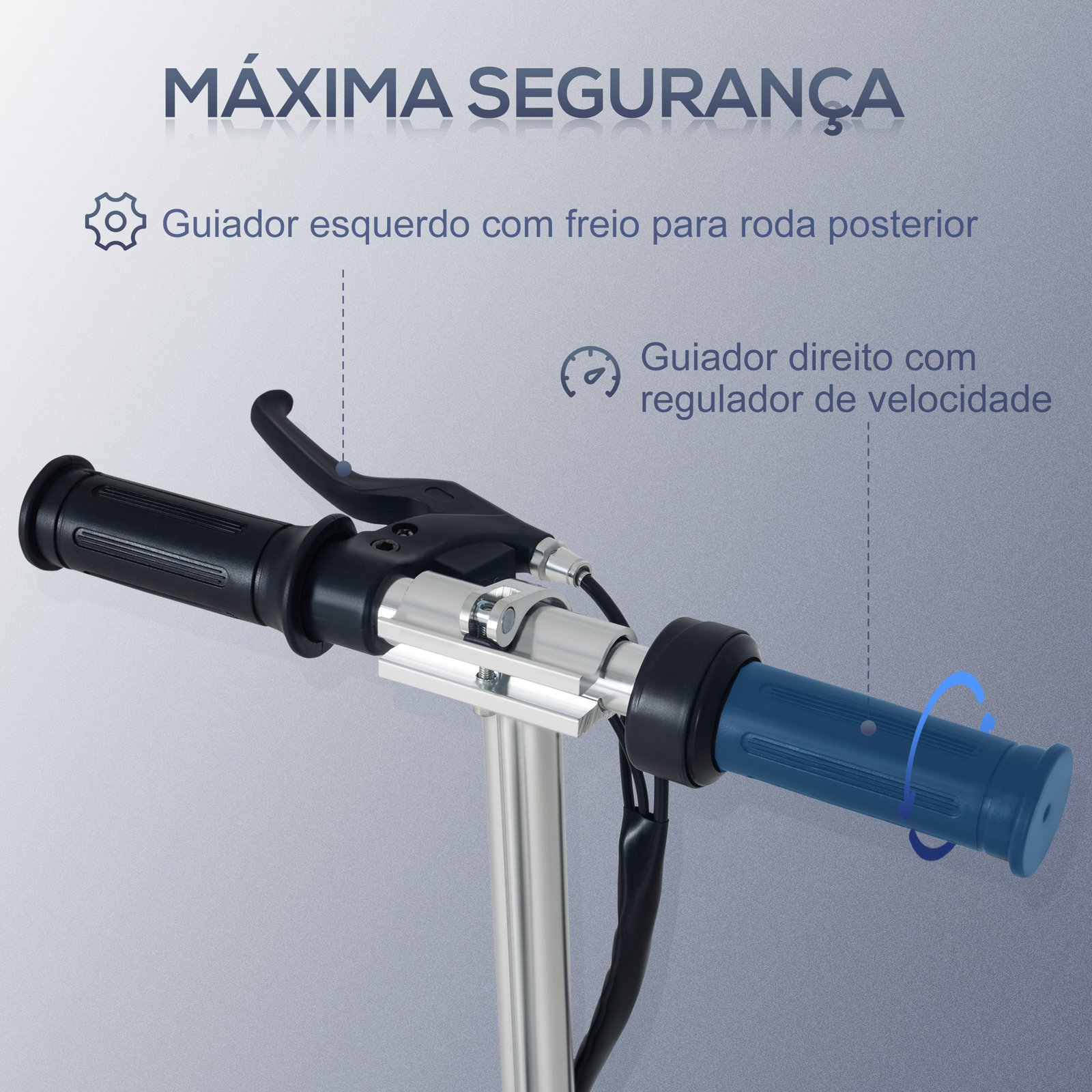 Trotinete Elétrico Dobrável para Crianças de 7-14 anos Suporta até 50kg com Altura Ajustável 75x36x82-93cm Preto