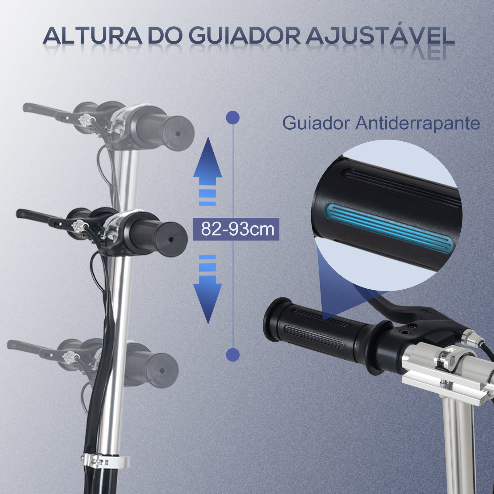 Trotinete Elétrico Dobrável para Crianças de 7-14 anos Suporta até 50kg com Altura Ajustável 75x36x82-93cm Preto