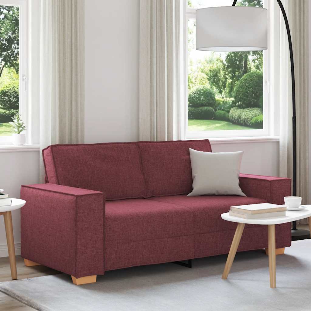 Sofá de 2 lugares, cor vinho, 180x78x84 cm, tecido