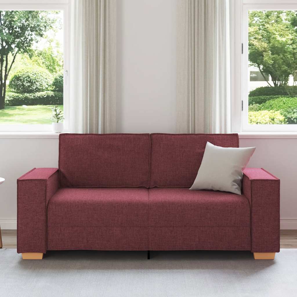 Sofá de 2 lugares, cor vinho, 180x78x84 cm, tecido
