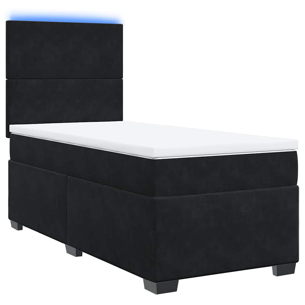 Cama com molas/colchão 80x200 cm veludo preto