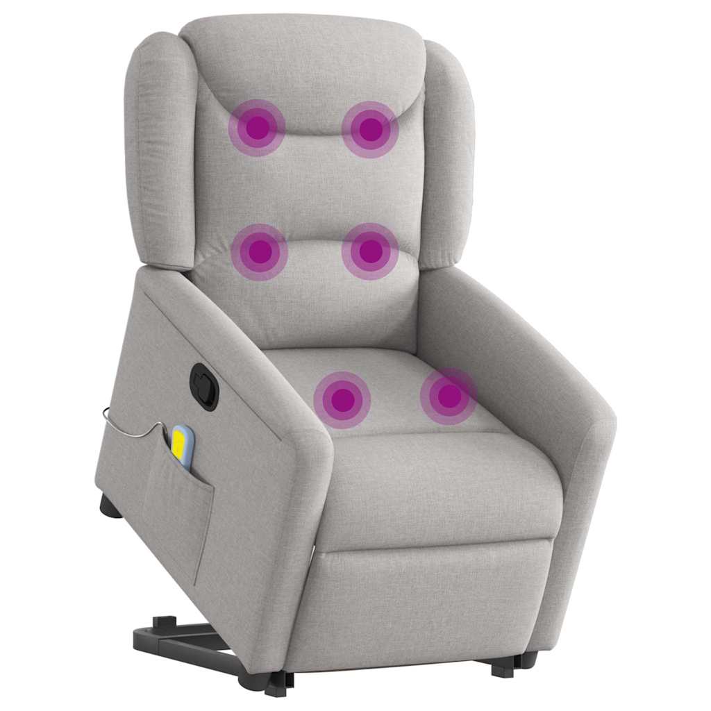 Poltrona elevatória de massagens tecido cinzento-nublado