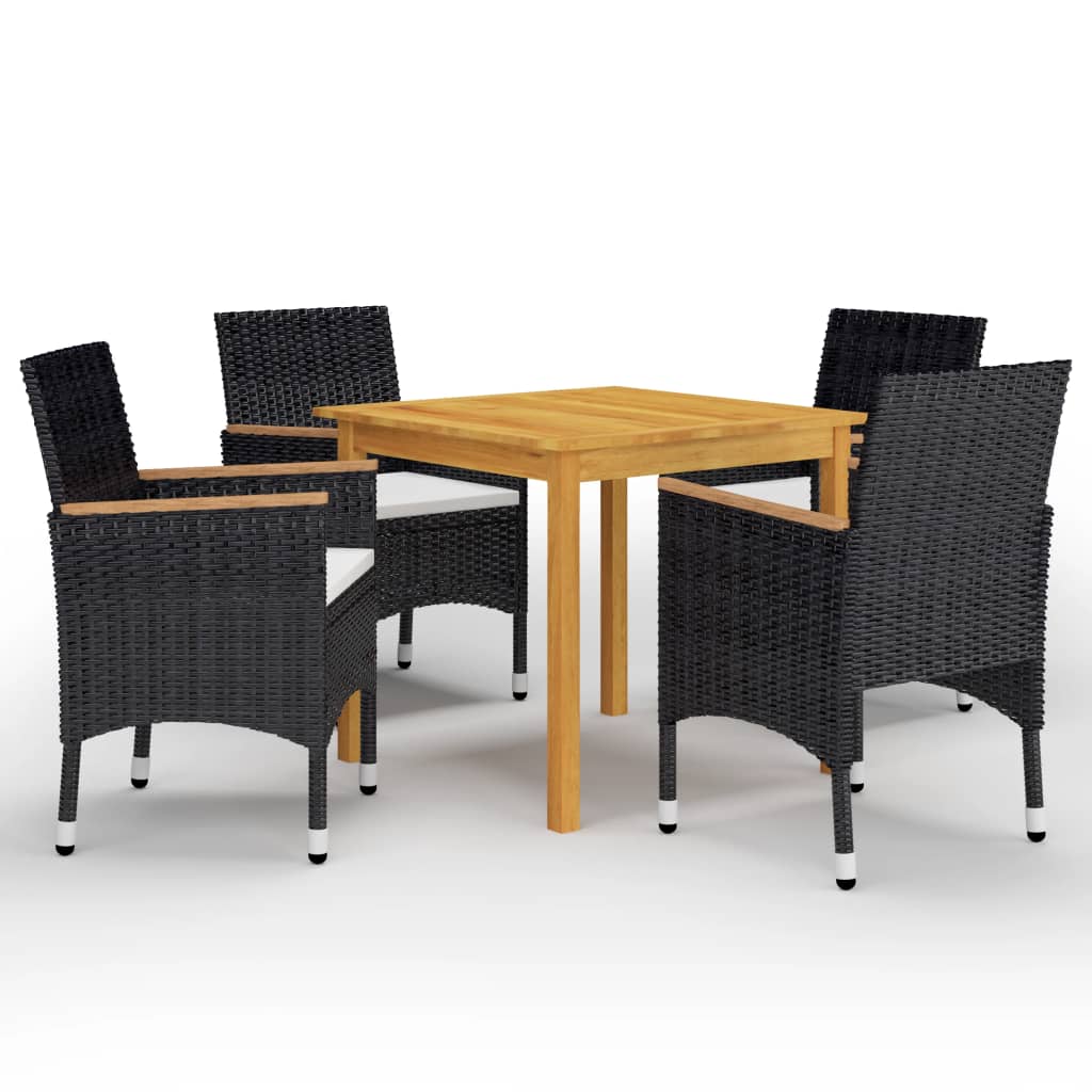 5 Pcs conjunto de jantar para jardim preto