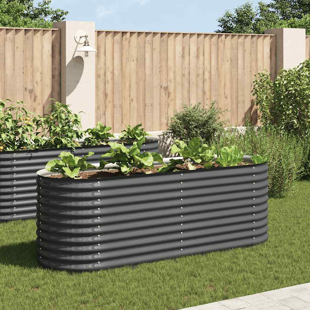 Canteiro elevado de jardim aço galvanizado 240x80x81cm cinzento