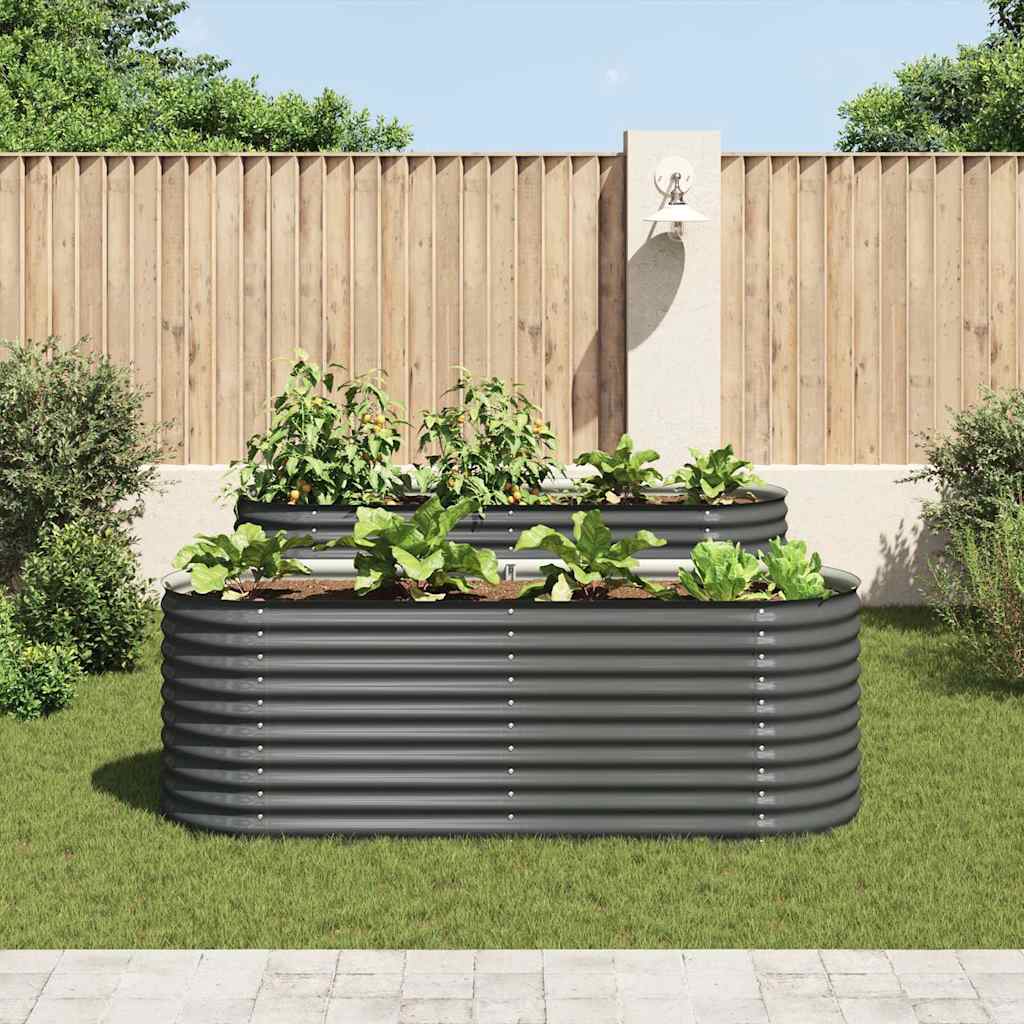 Canteiro elevado de jardim aço galvanizado 240x80x81cm cinzento