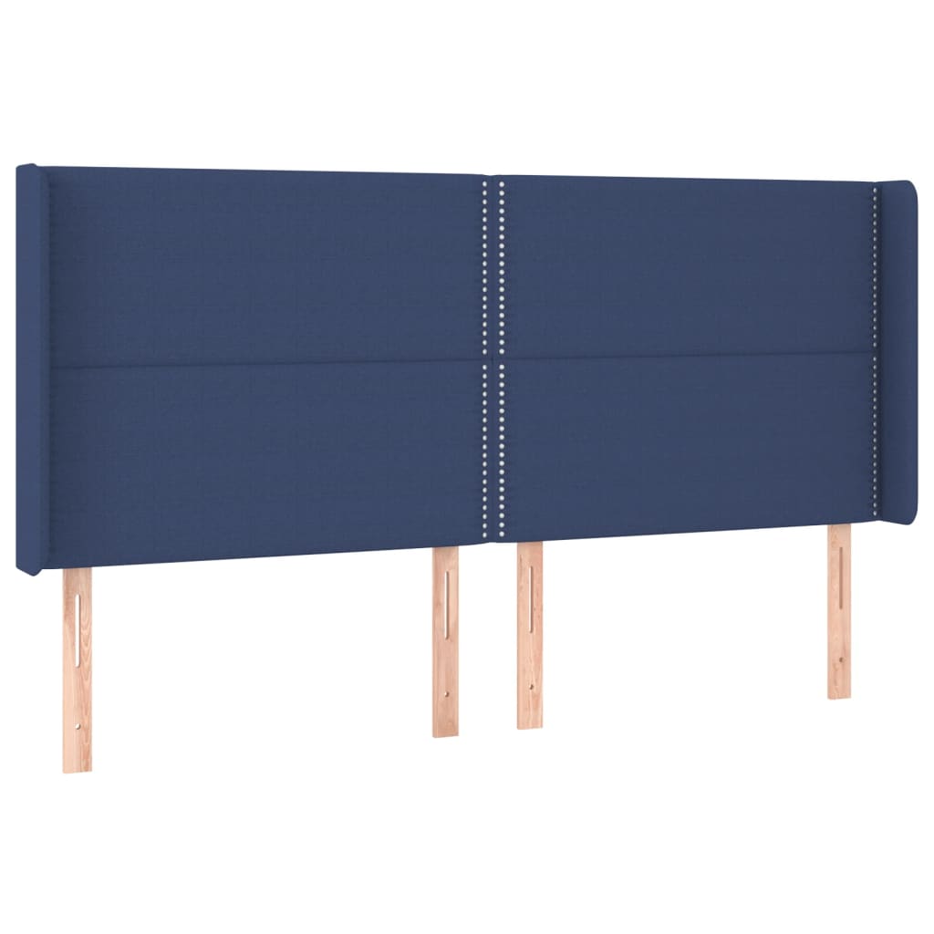 Cabeceira de cama c/ luzes LED tecido 203x16x118/128 cm azul