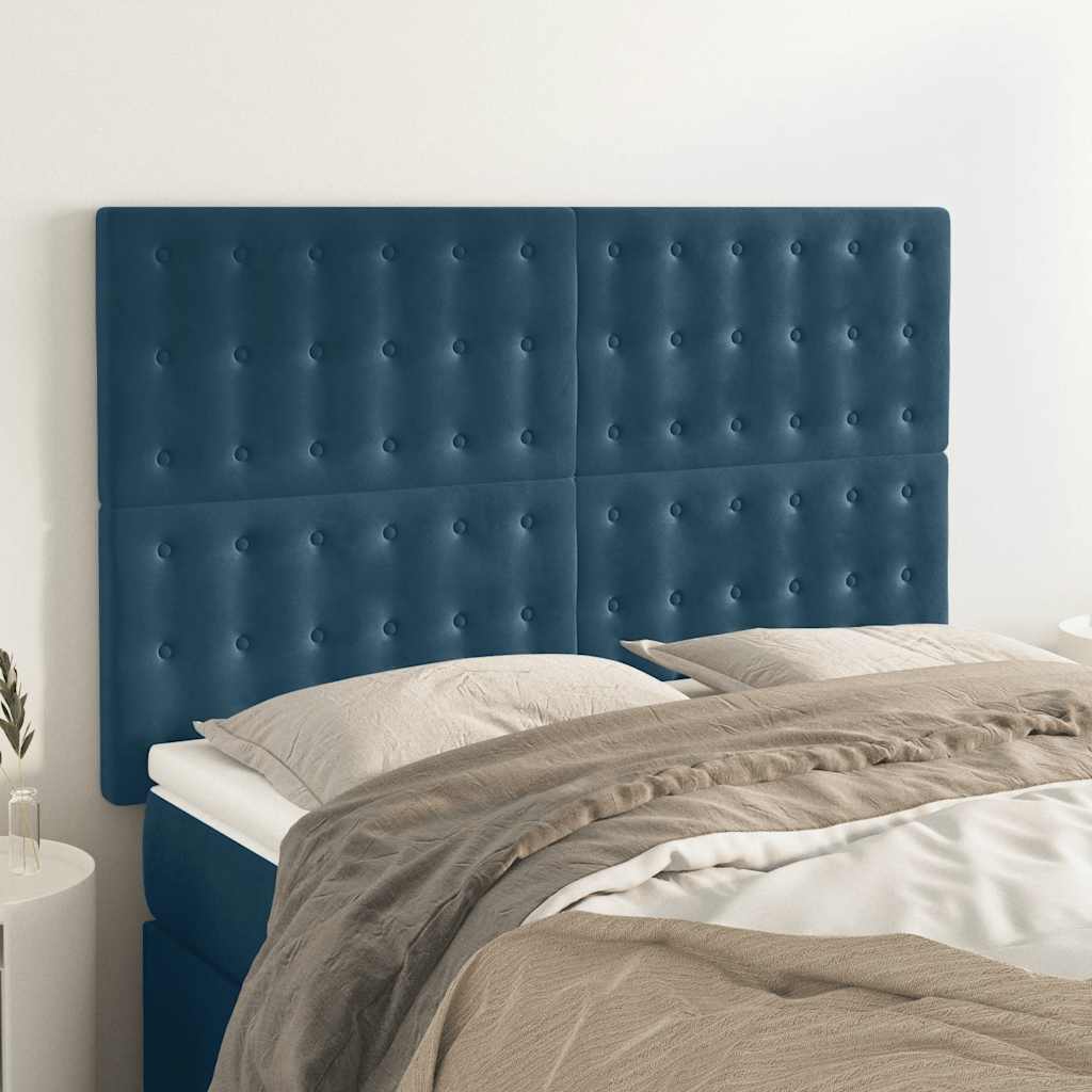 Cabeceira azul escuro 144x5x118/128 cm veludo