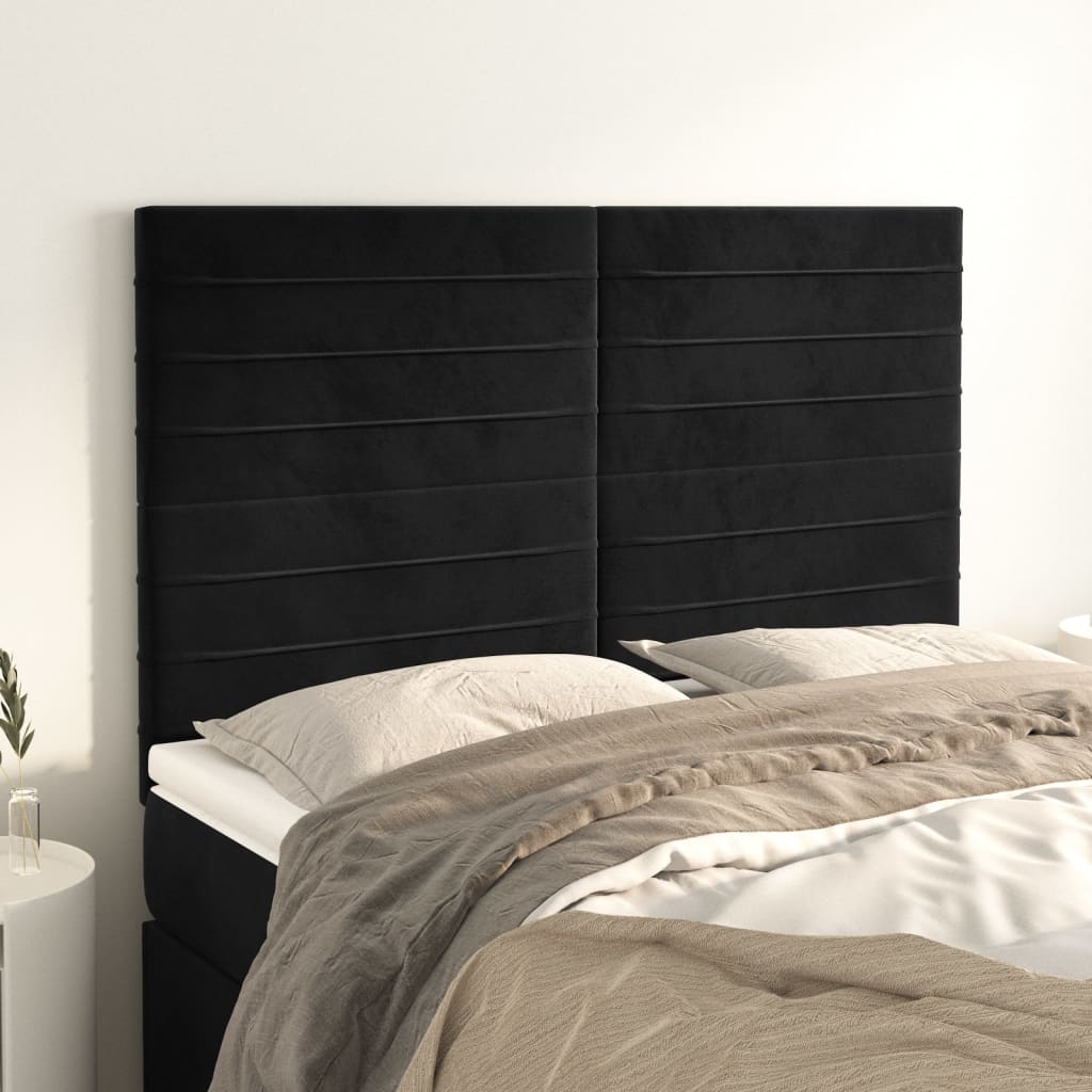 Cabeceira preta 144x5x118/128 cm veludo