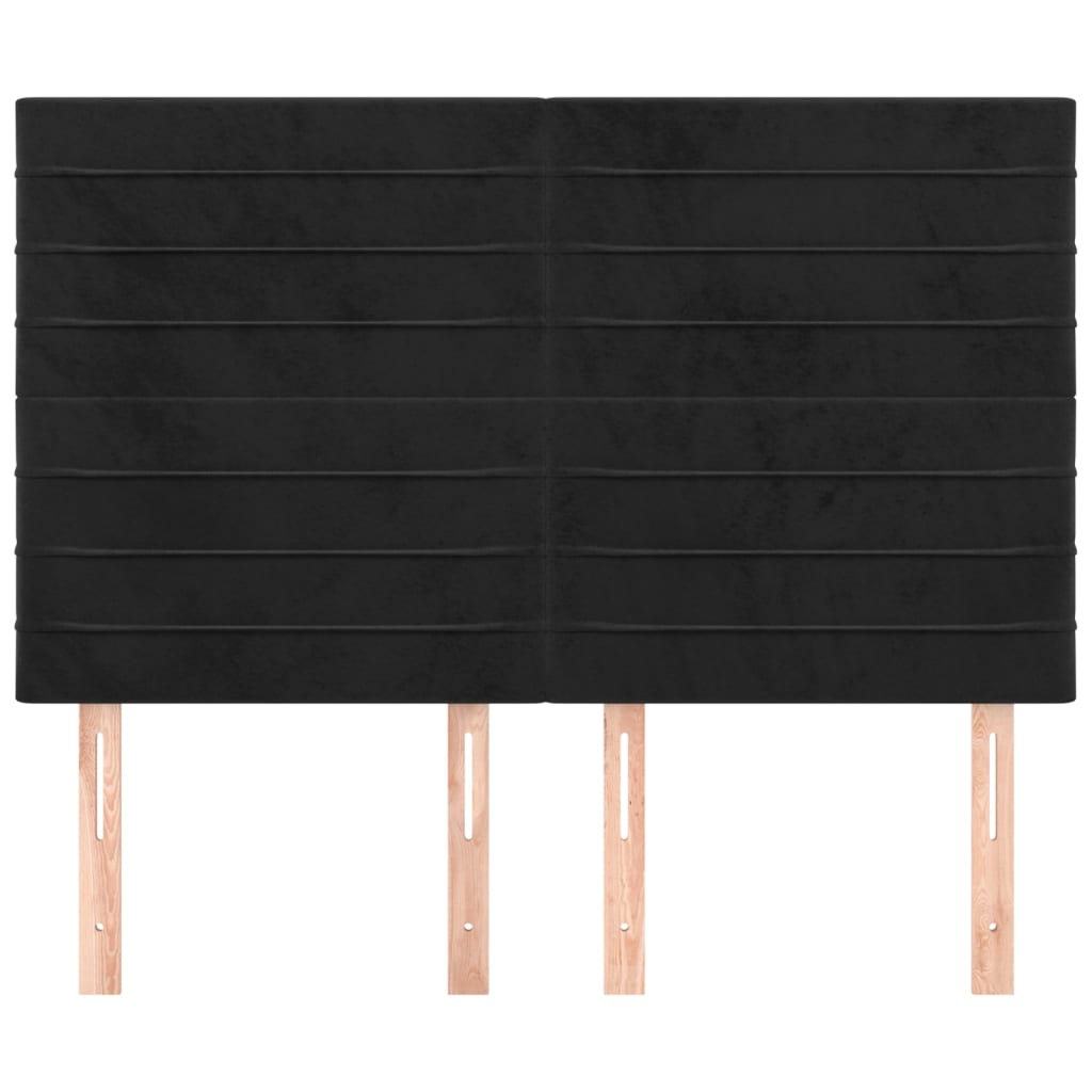 Cabeceira preta 144x5x118/128 cm veludo