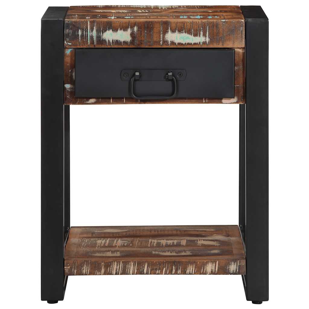 Mesa lateral multicor 40x40x50 cm madeira maciça recuperada
