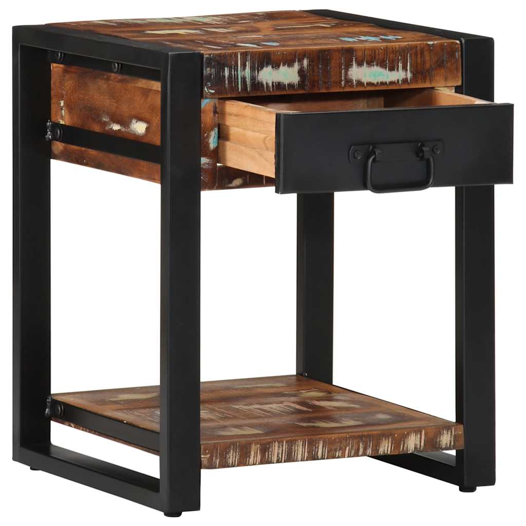 Mesa lateral multicor 40x40x50 cm madeira maciça recuperada