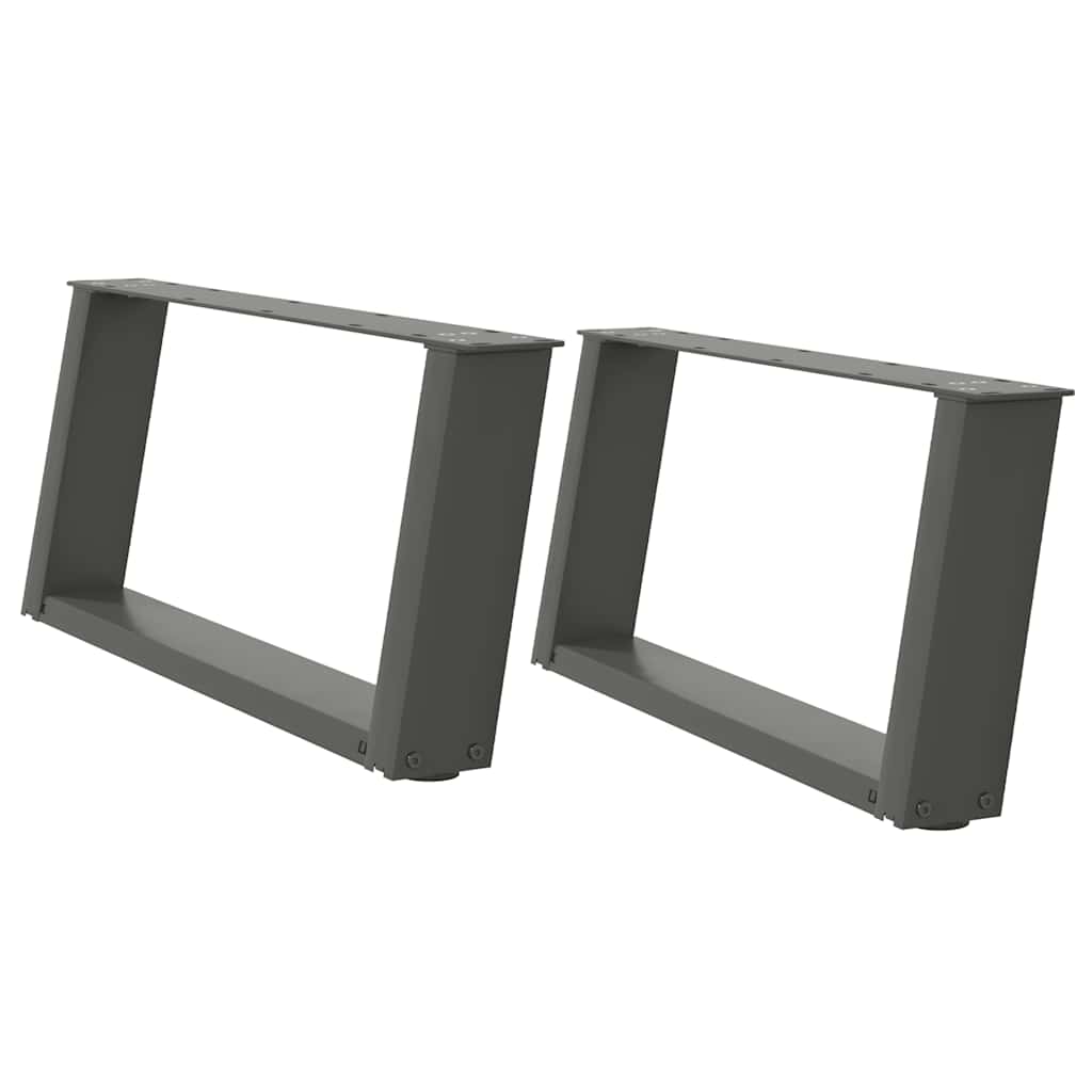 Pés para mesa de centro em forma de u, 2 peças, antracite, 70x(30-31) cm, aço