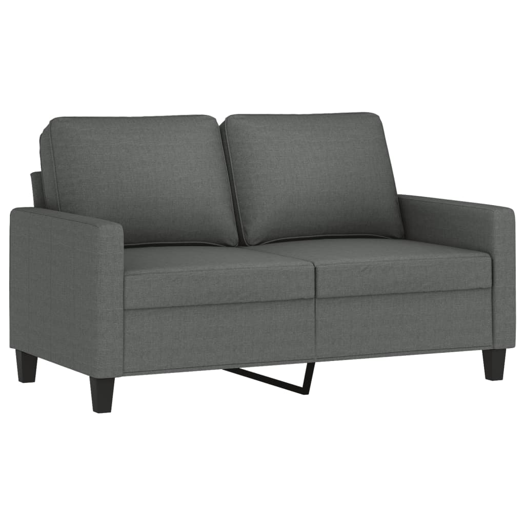 2 Pcs conjunto de sofás com almofadões tecido cinzento-escuro