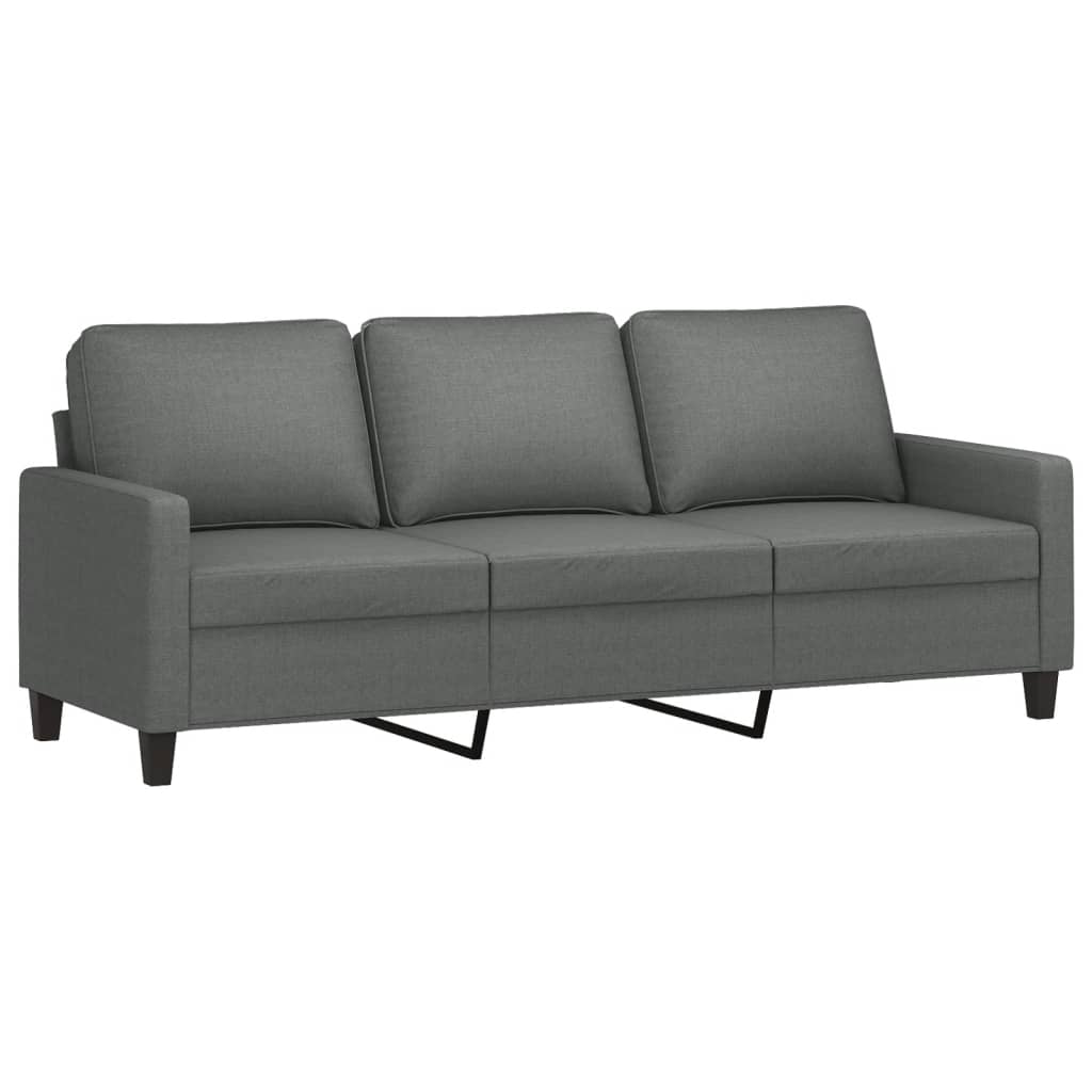2 Pcs conjunto de sofás com almofadões tecido cinzento-escuro