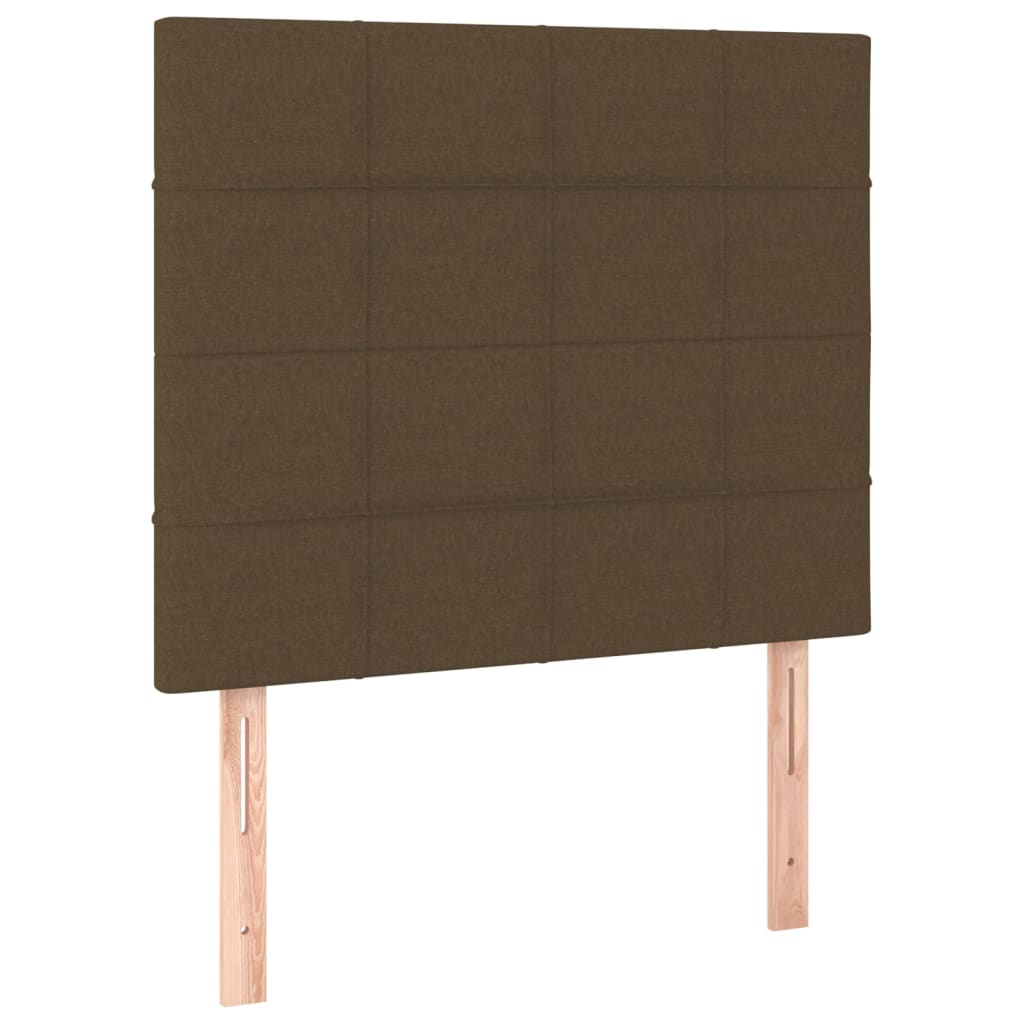 Cabeceira de cama c/ luzes LED tecido 100x5x118/128cm castanho