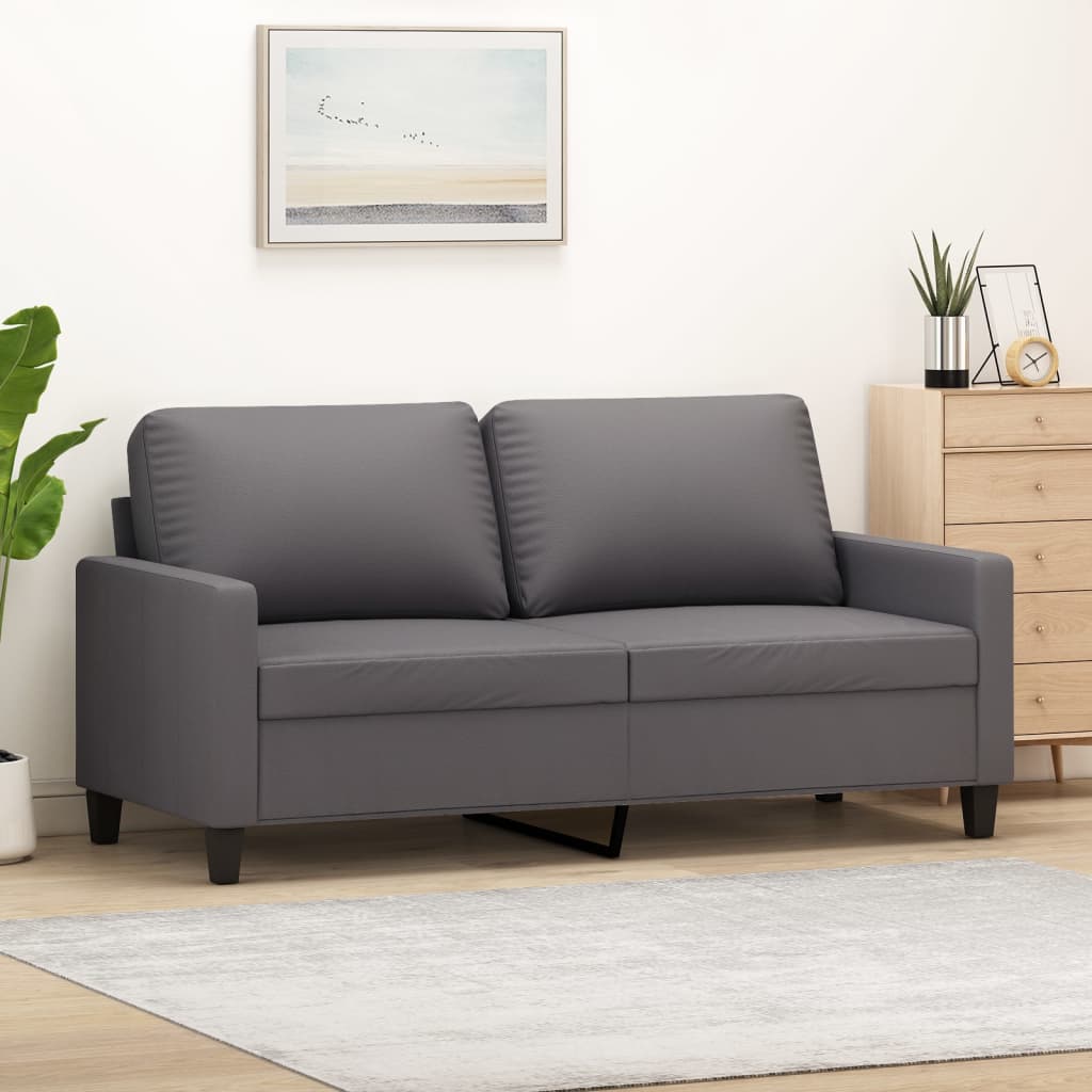 Sofá de 2 lugares 140 cm couro artificial cinza