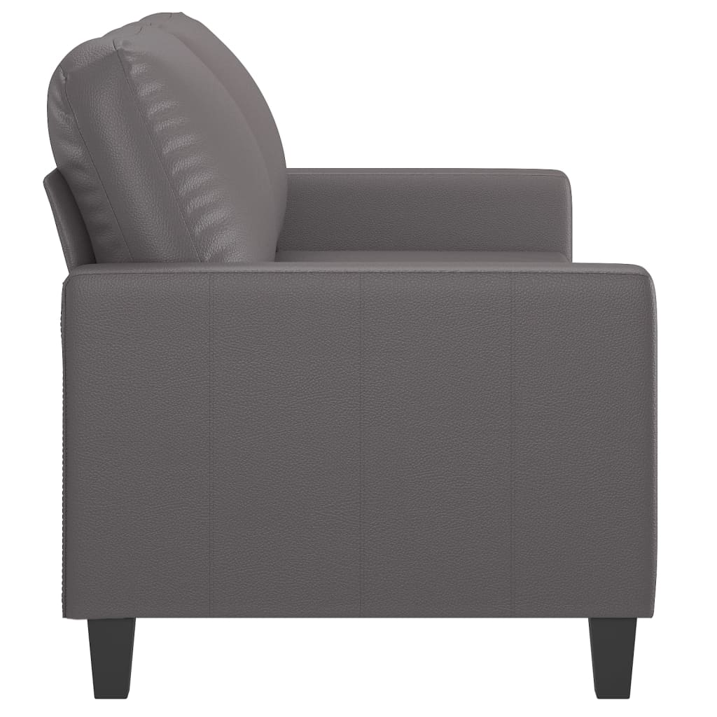 Sofá de 2 lugares 140 cm couro artificial cinza