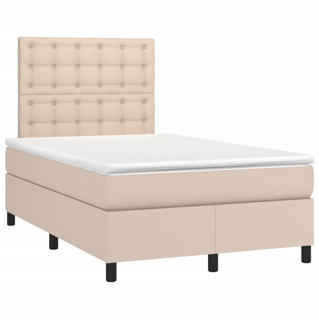 Cama com molas/colchão 120x200 cm couro artificial cappuccino