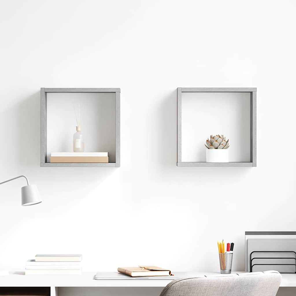Prateleiras parede forma de cubo 2 pcs 30x15x30cm cinza cimento