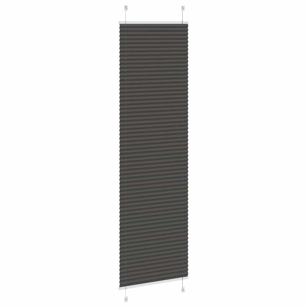 Preto plissada cega 60x200 cm largura tecido 59,4 cm poliéster