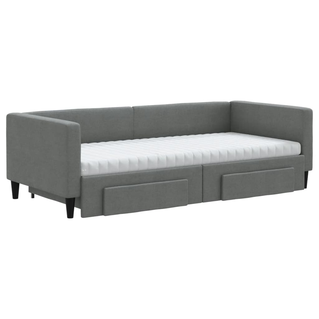 Sofá-cama c/ gavetão e gavetas 90x200 cm tecido cinzento-escuro