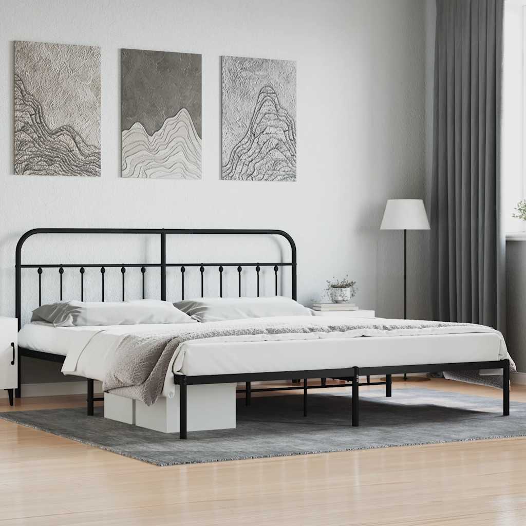 Estrutura de cama com cabeceira 200x200 cm metal preto