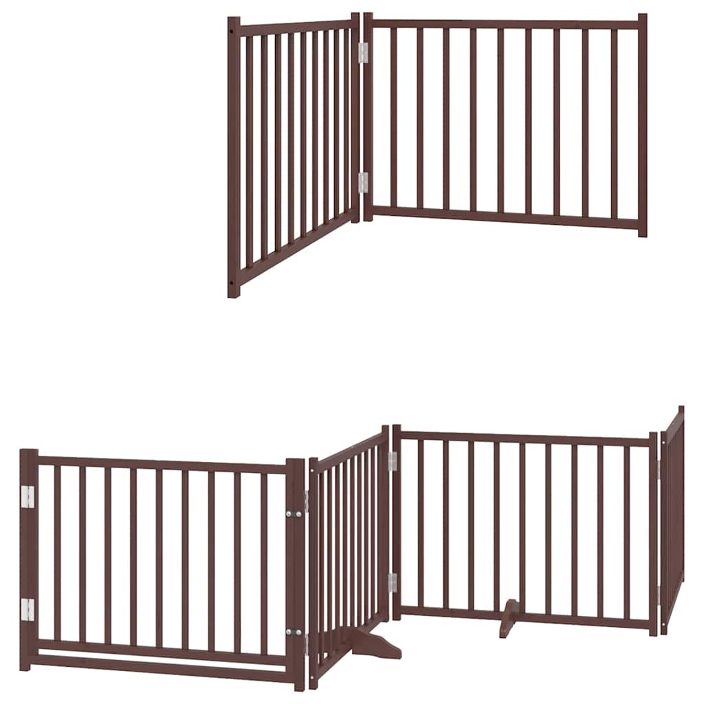 Portão p/ cães c/ porta dobrável 6 painéis 480cm álamo castanho