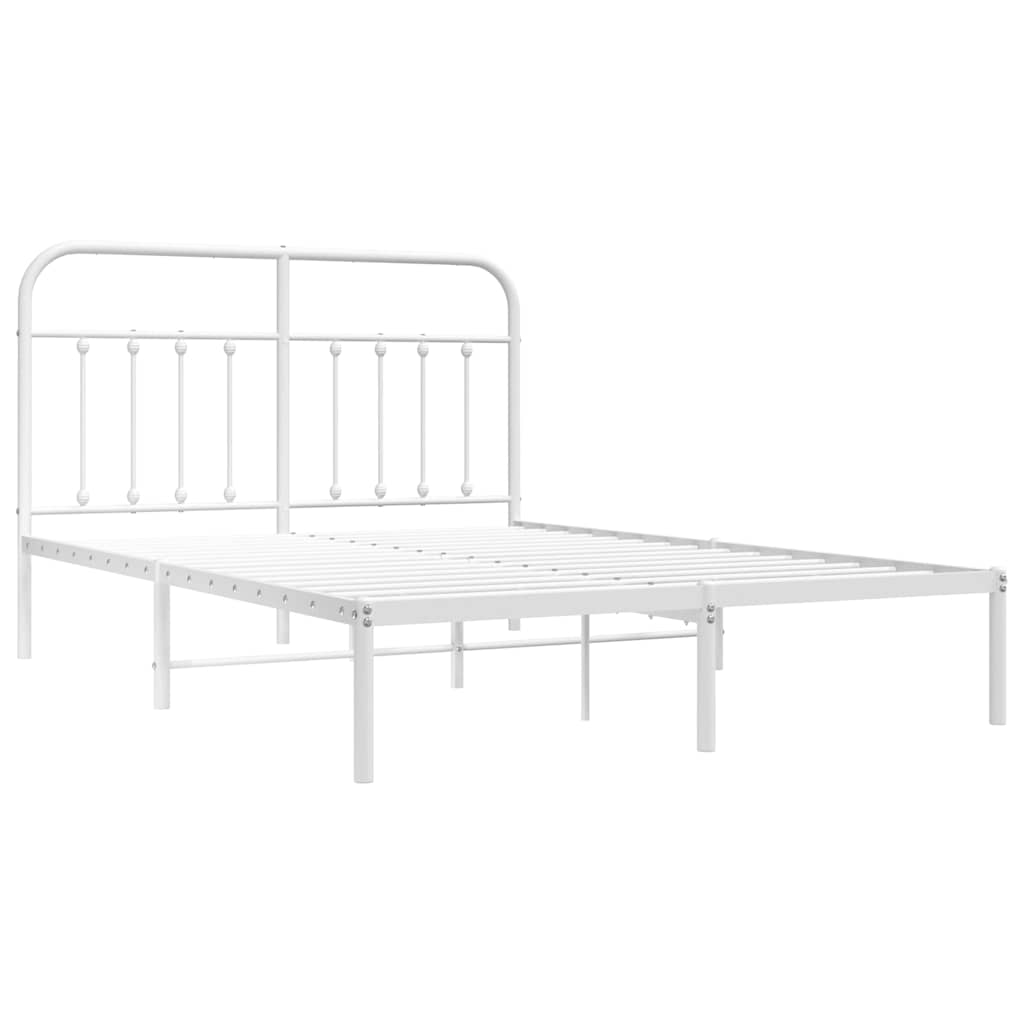 Estrutura de cama com cabeceira 140x190 cm metal branco