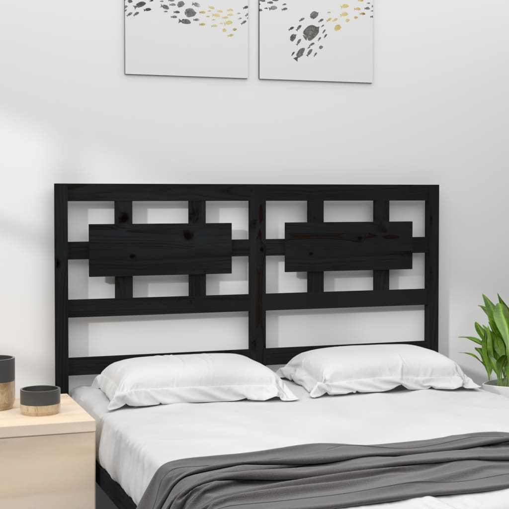 Cabeceira de cama 205,5x4x100 cm pinho maciço preto