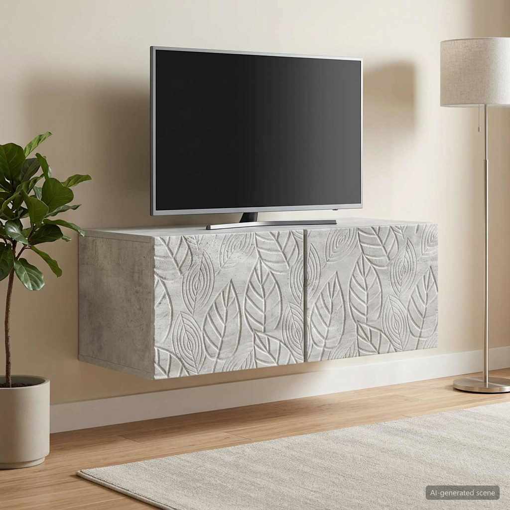 Gabinete de TV de parede 78,5 x 31 cm cinzento cimento