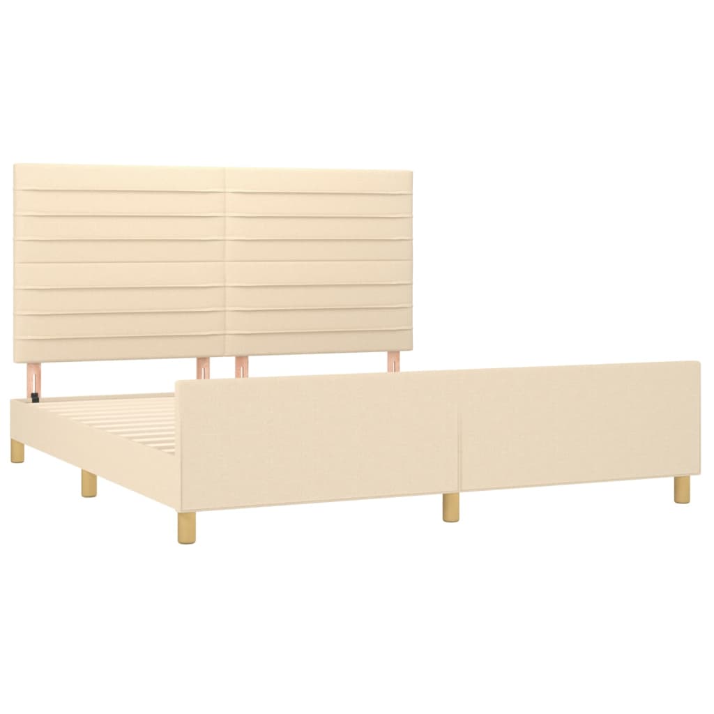 Estrutura de cama sem colchão 160x200 cm tecido cor creme