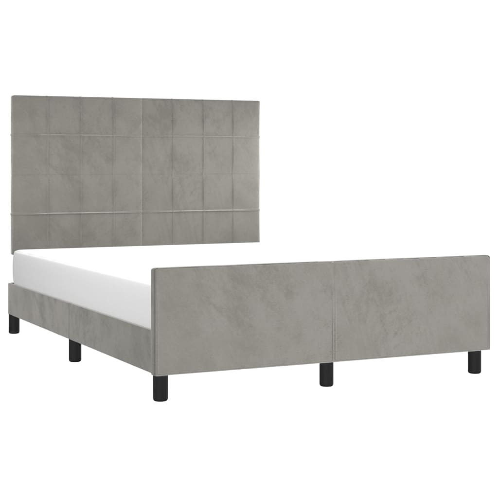 Estrutura de cama sem colchão 140x200 cm veludo cinzento-claro