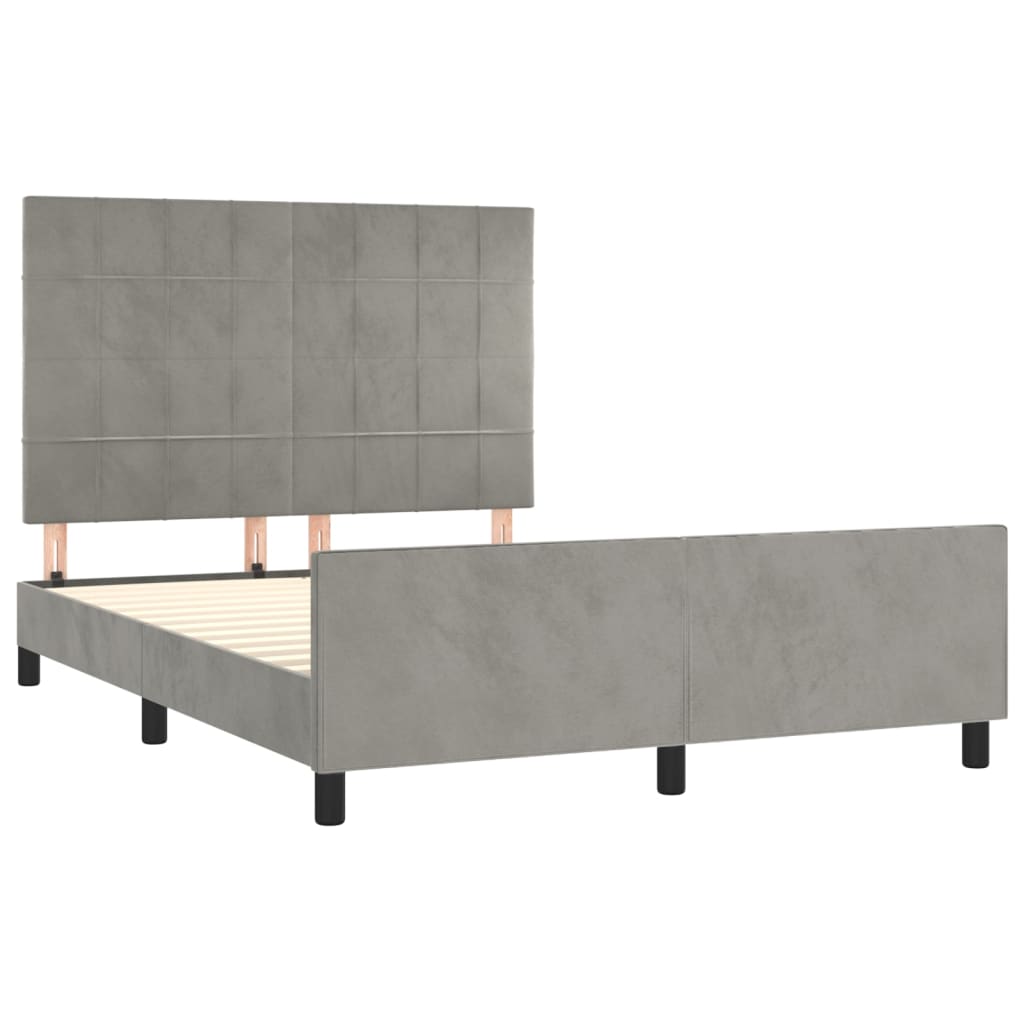 Estrutura de cama sem colchão 140x200 cm veludo cinzento-claro