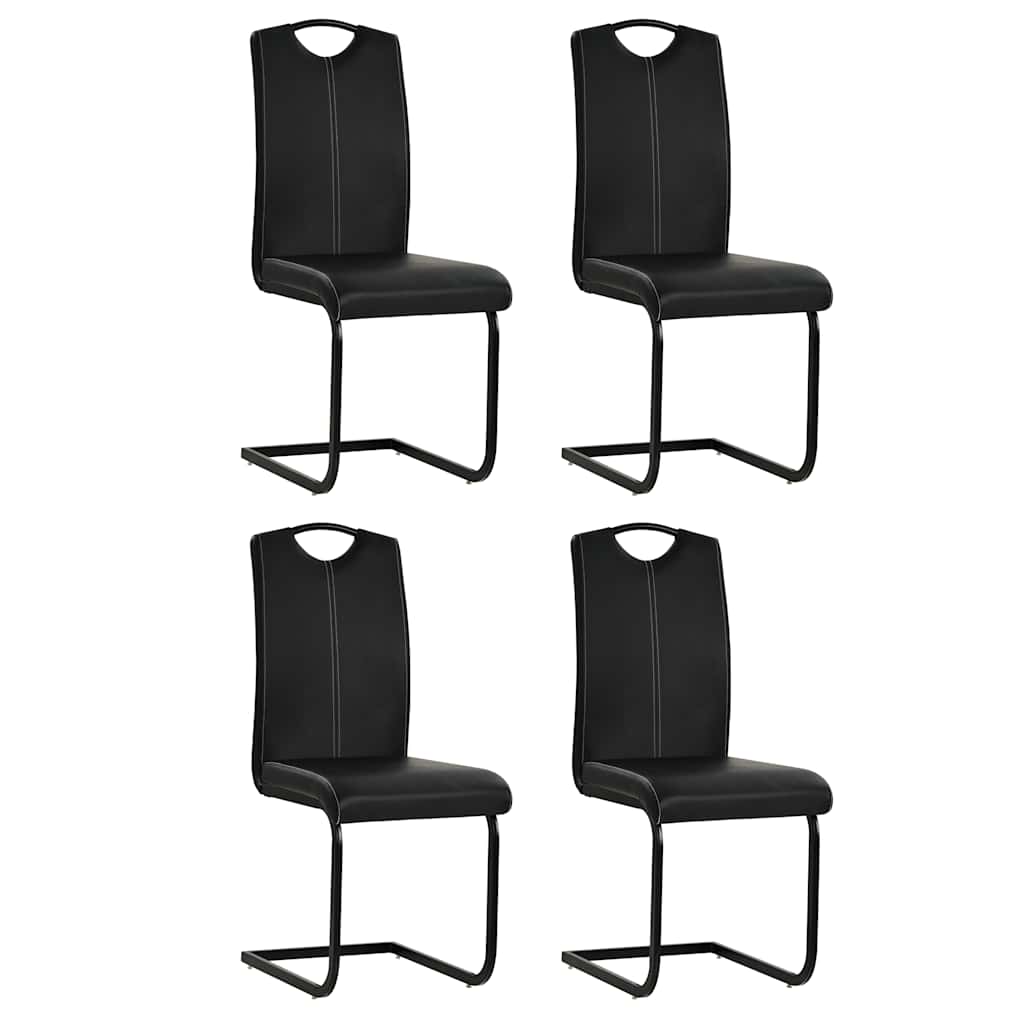 Cadeiras de jantar cantilever 4 pcs couro artificial preto