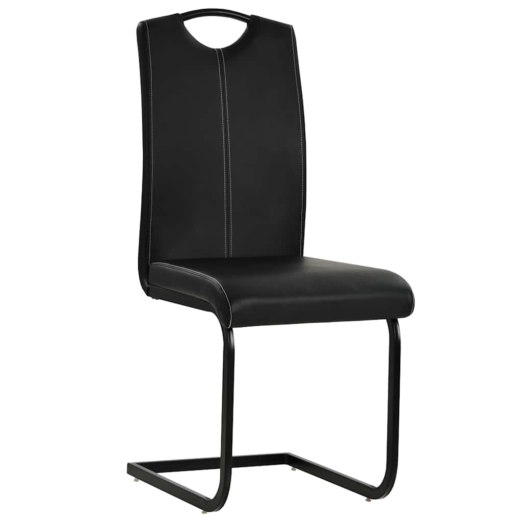 Cadeiras de jantar cantilever 4 pcs couro artificial preto