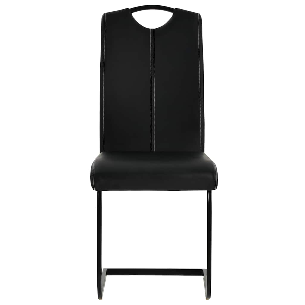 Cadeiras de jantar cantilever 4 pcs couro artificial preto