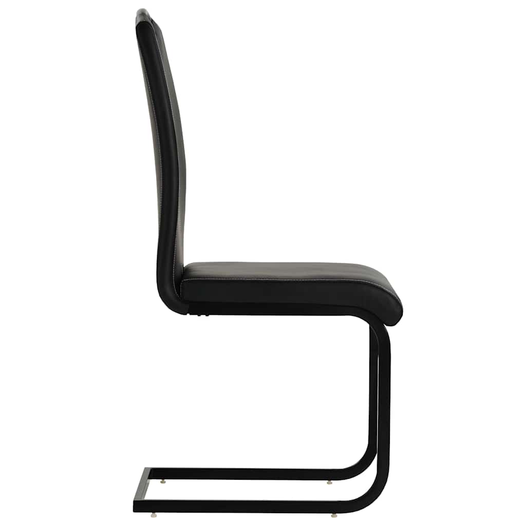 Cadeiras de jantar cantilever 4 pcs couro artificial preto