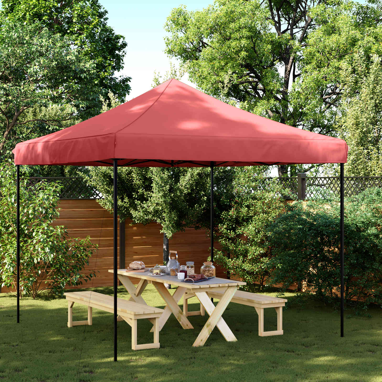 Tenda de festa borgonha 292 x 292 x 315 cm tecido oxford
