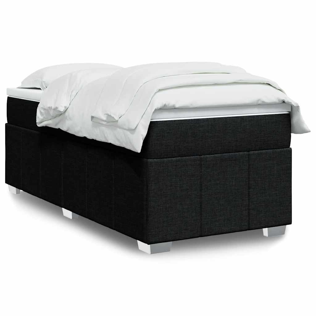 Cama com molas/colchão 100x200 cm tecido preto