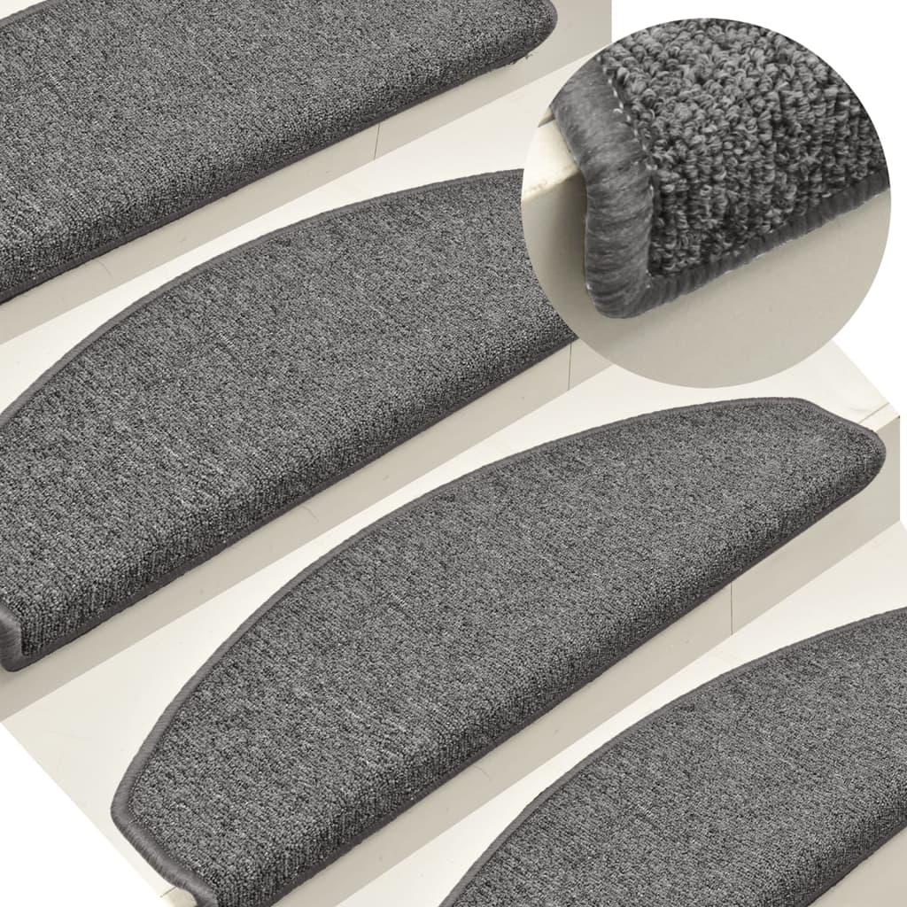 Tapetes de escada 15 peças 65x24x4 cm cinza escuro semicircular grande