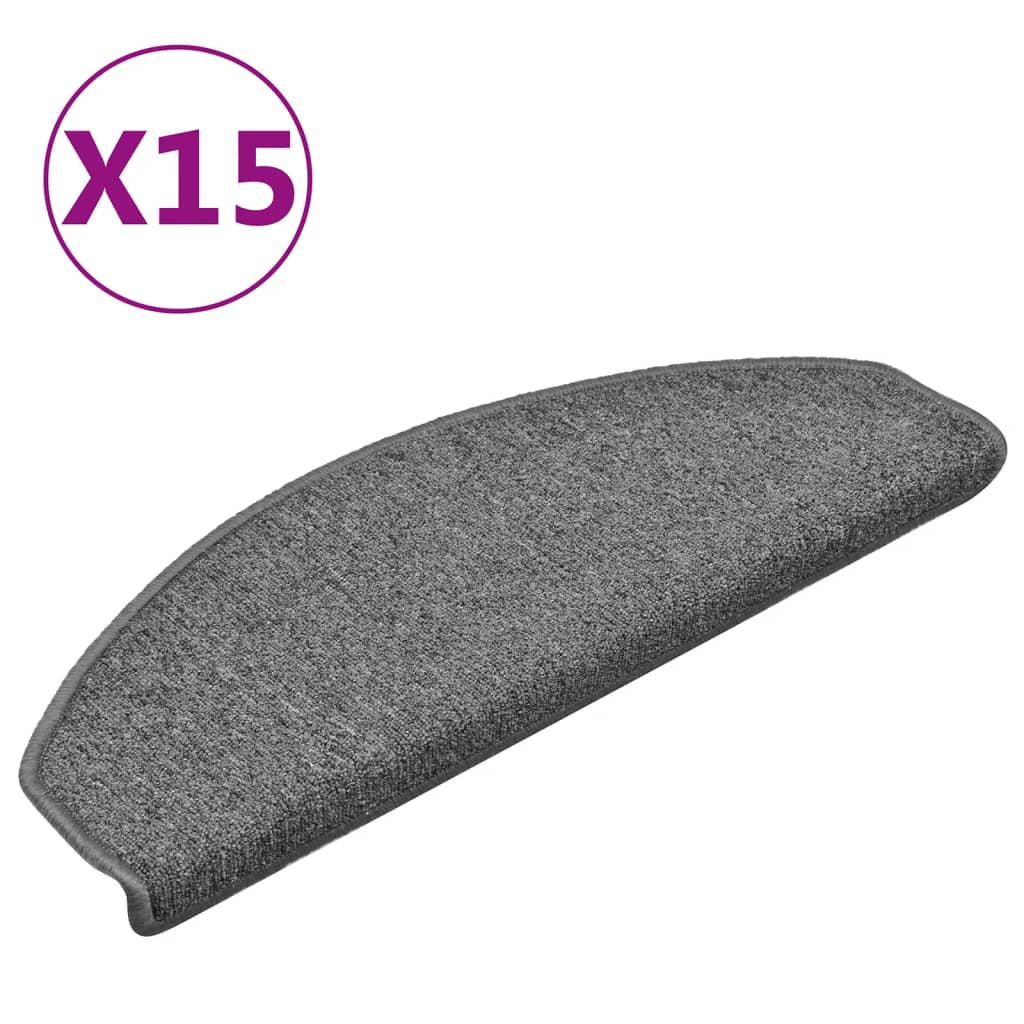 Tapetes de escada 15 peças 65x24x4 cm cinza escuro semicircular grande
