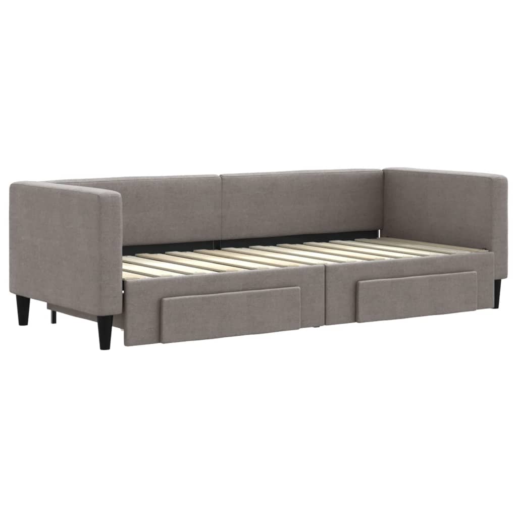 Sofá-cama c/ gavetão/gavetas 80x200 cm tecido cinza-acastanhado