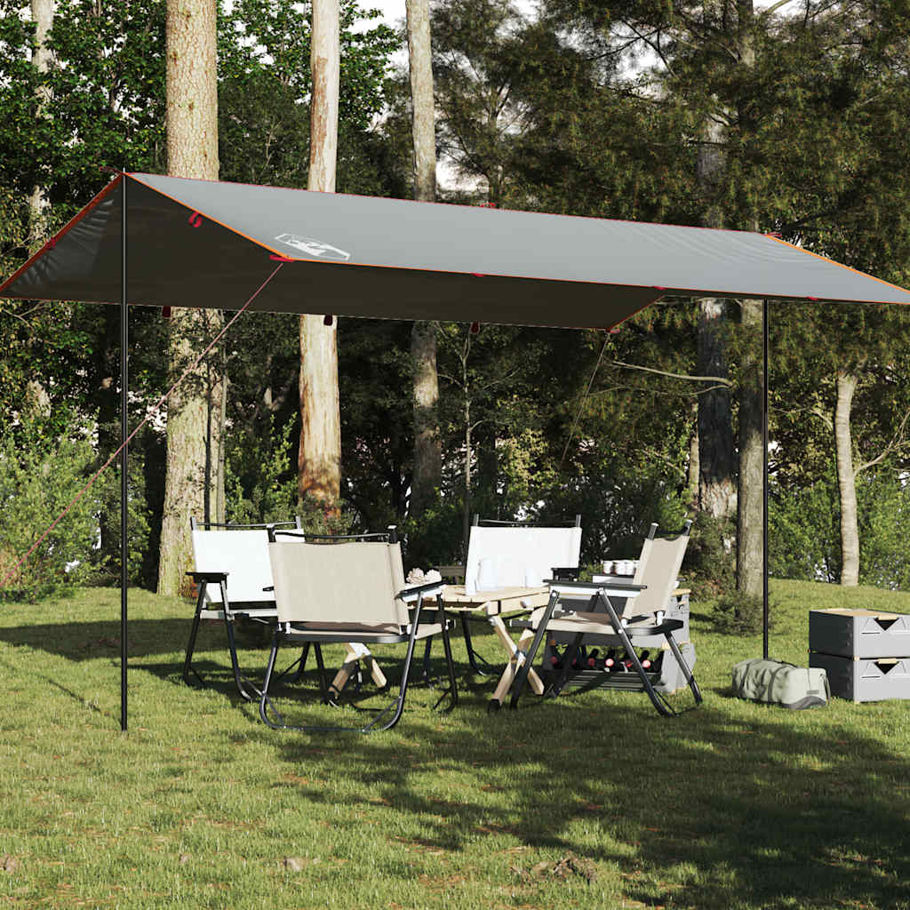 Lona de campismo 500x294 cm impermeável cinzento e laranja
