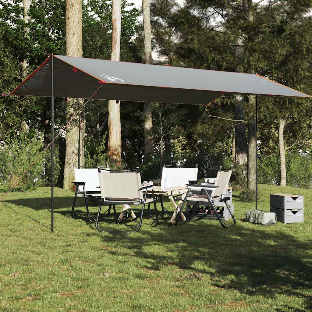 Lona de campismo 500x294 cm impermeável cinzento e laranja