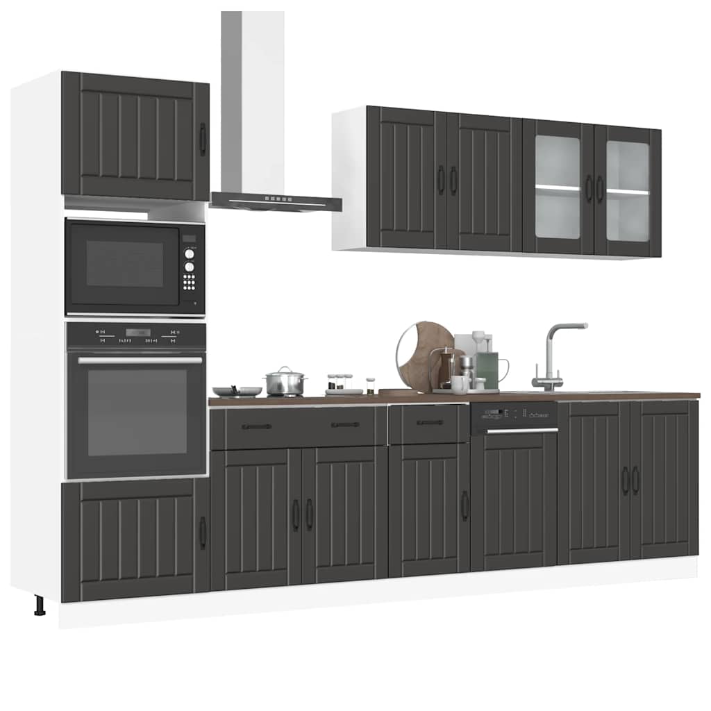 7 Peças armário de cozinha conjunto kalmar preto