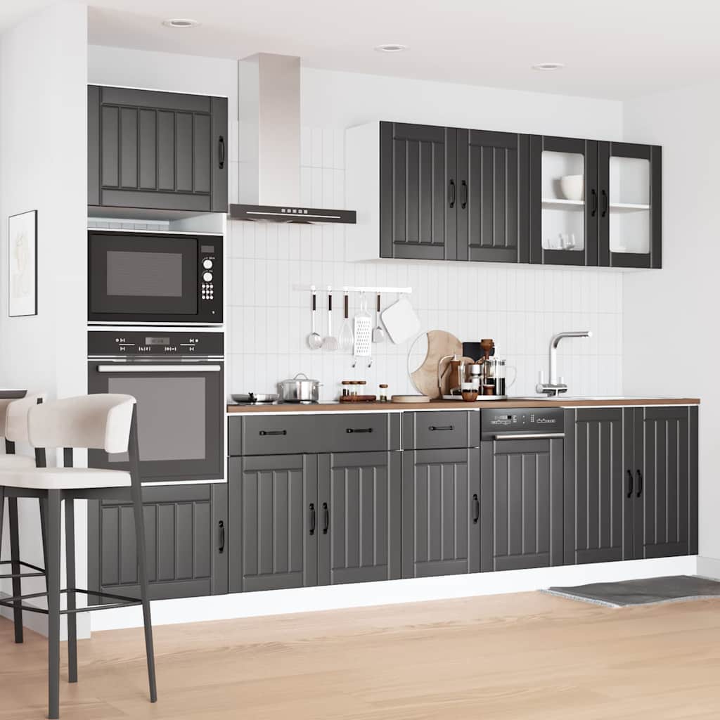 7 Peças armário de cozinha conjunto kalmar preto